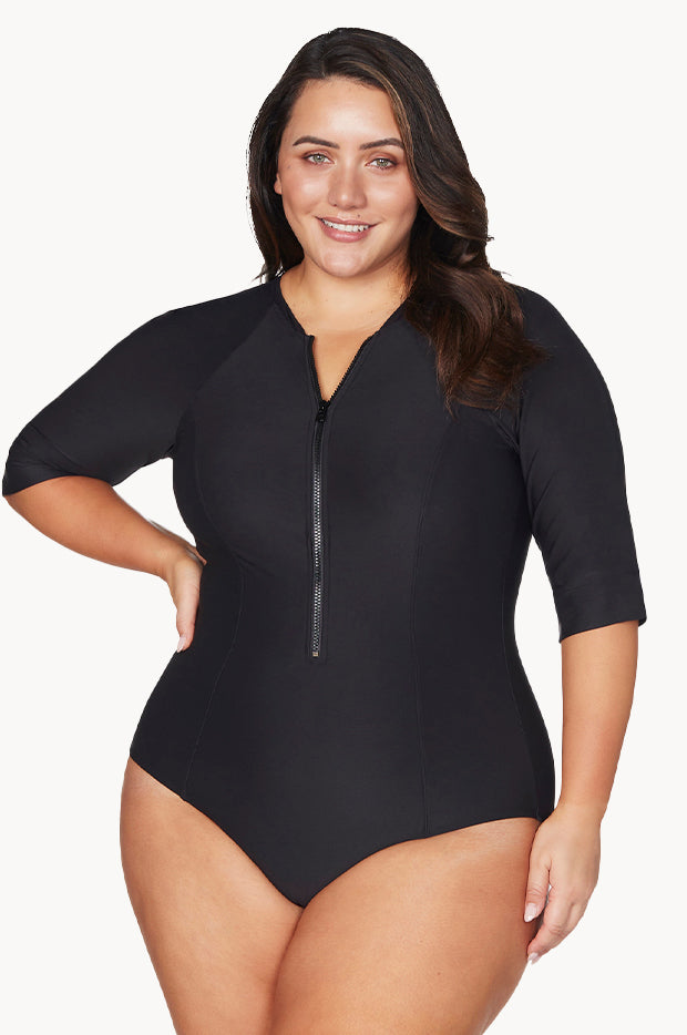 Girls Long Sleeve Zip Sunsuit