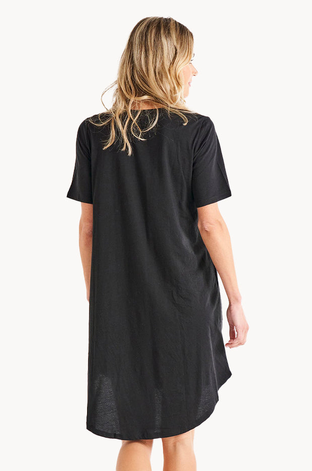Nyree Dress in White Black Stripe | Betty Basics