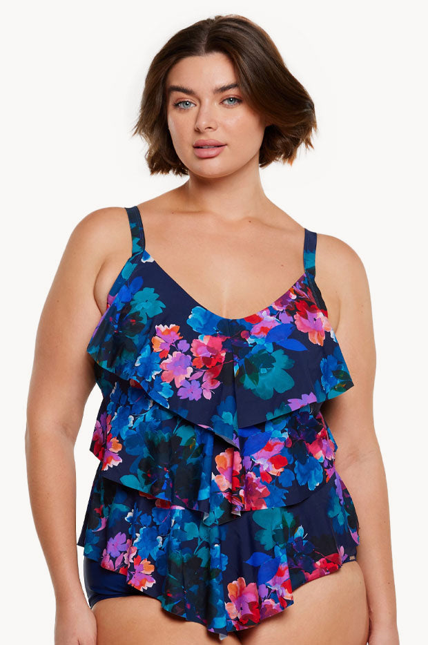 Metallic Tiered Frill Tankini Separate