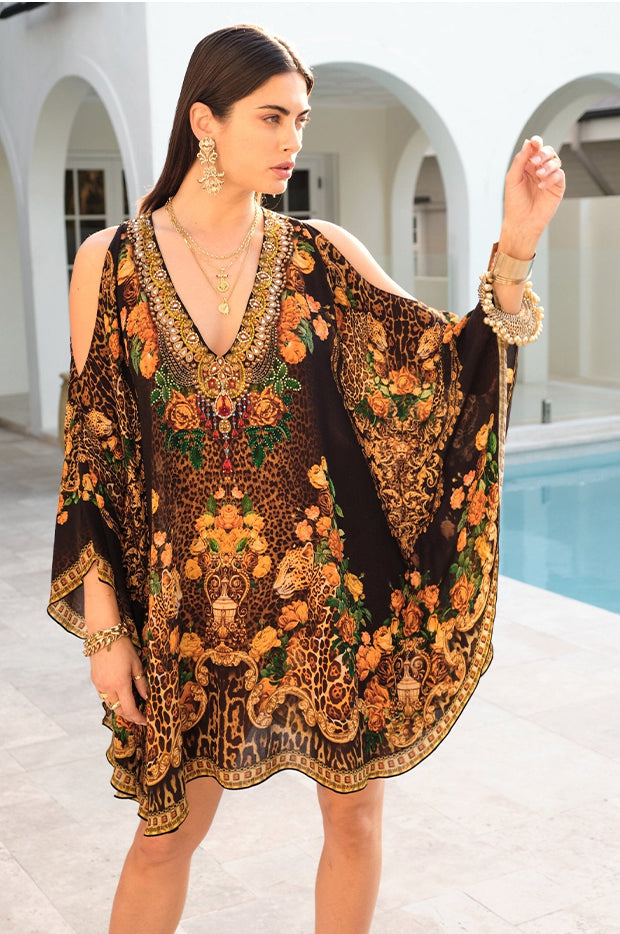 Seraphina Kaftan Dress in Brown Leopard Lurex