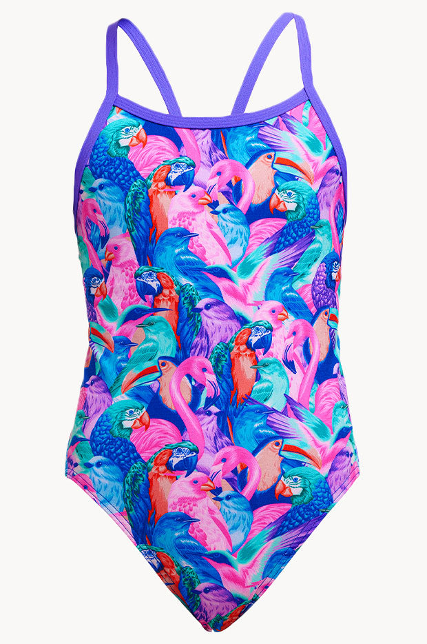 Funkita Girls Birds Gone Wild Single Strap One Piece Purple Multi funkita-girls-birds-gone-wild-single-strap-one-piece-purple-multi