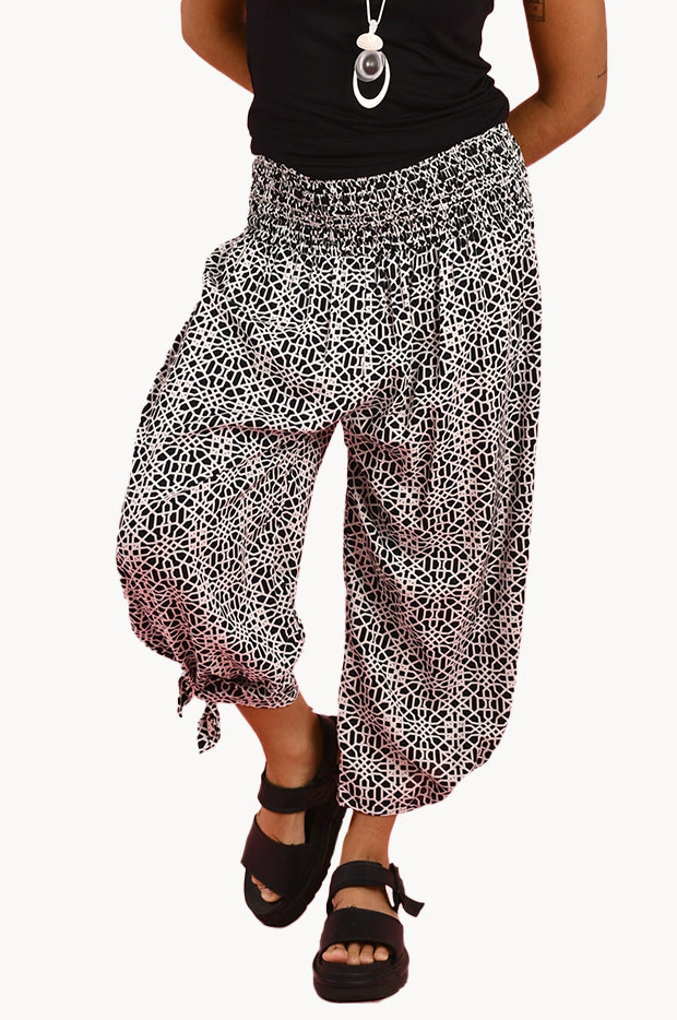 Plain 3/4 Rouched Tie Pants