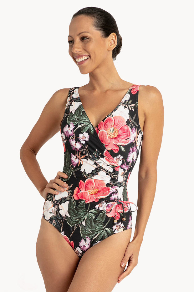 Jantzen Paige Gathered Cross Over One Piece Black Swimwear Galore Au