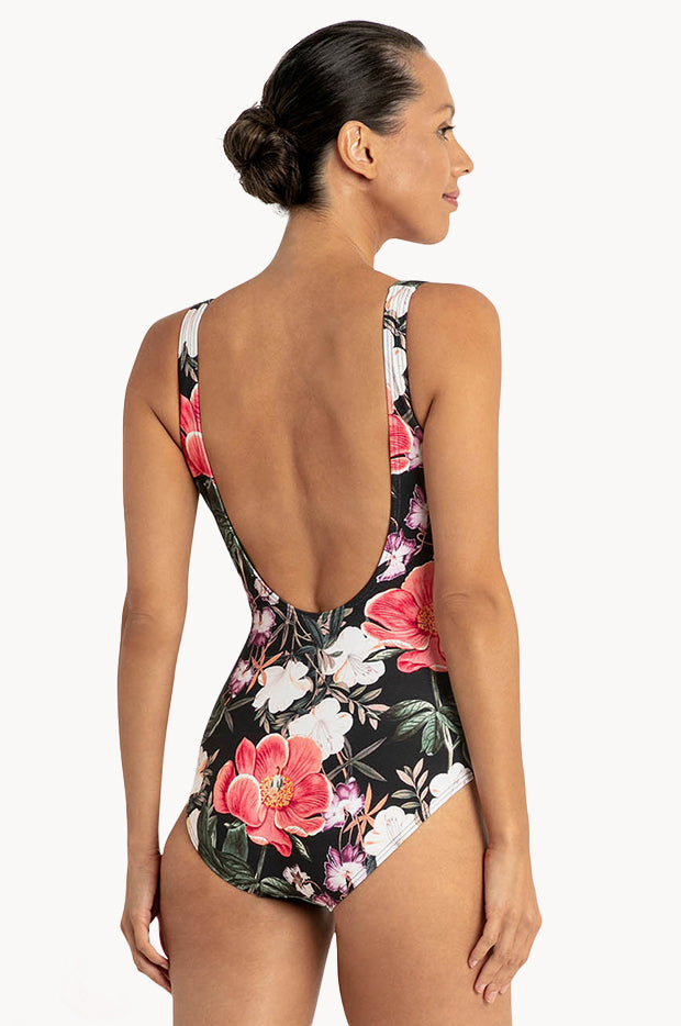 Jantzen Paige Gathered Cross Over One Piece Black Swimwear Galore Au