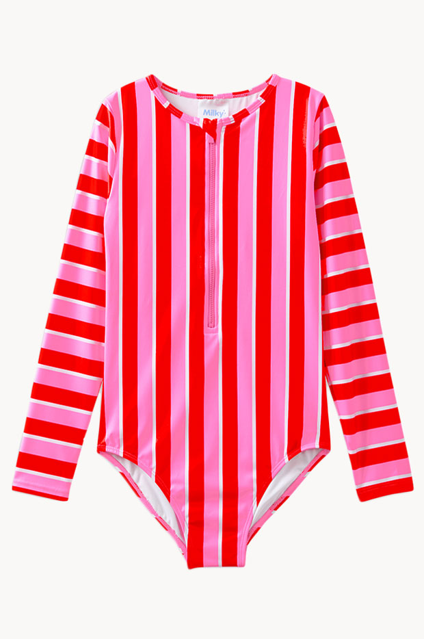 Girls Holy Stripe Long Sleeve Sunsuit