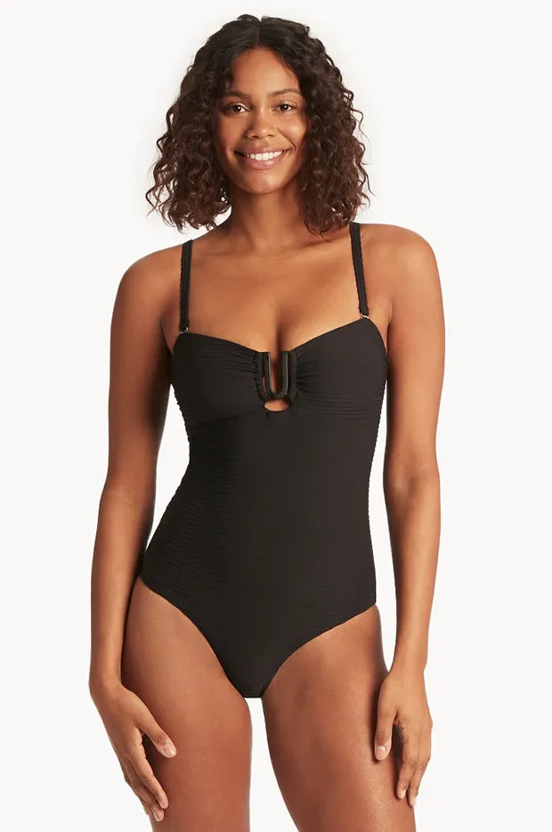 Sea Level Spinnaker U Bar Bandeau One Piece Black Swimwear Galore Us