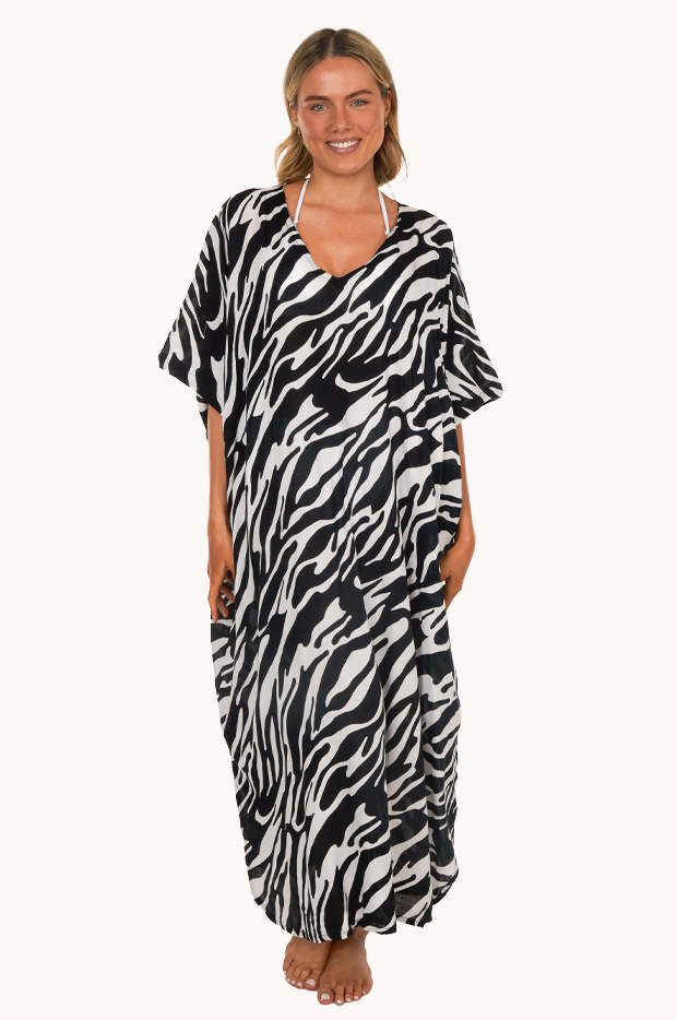 Colorful Zebra Stripes Mid-Length Kaftan