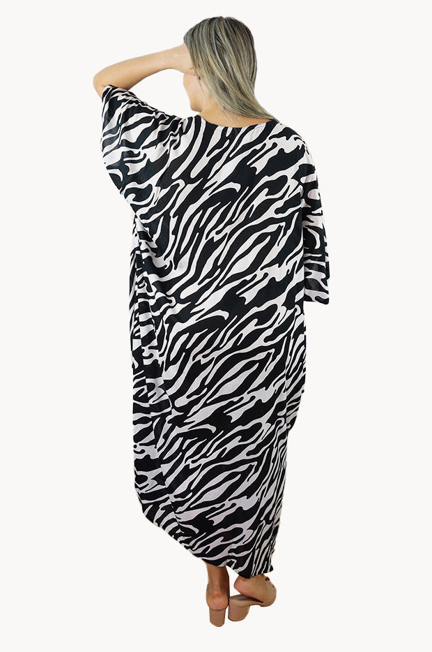 Zebra Carbone Italian Silk Short Kaftan