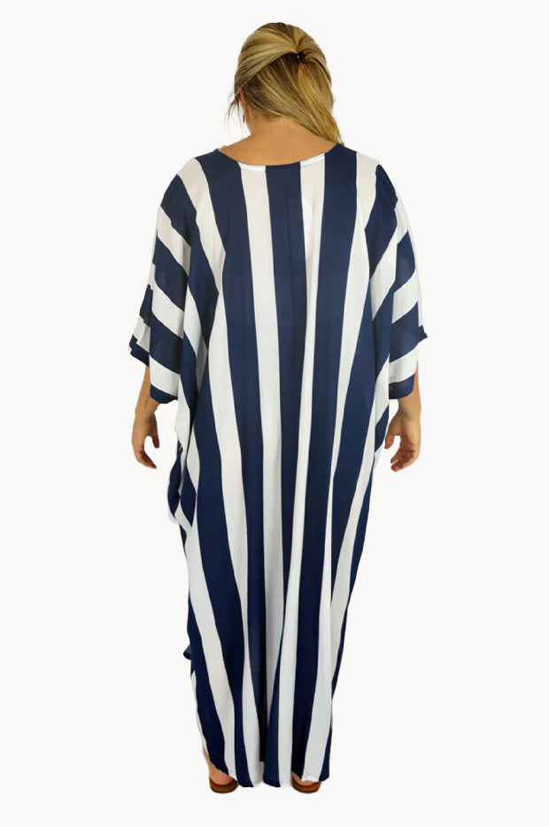 Women Sea Green Satin Stripe Kaftan Top With Lounge Pants