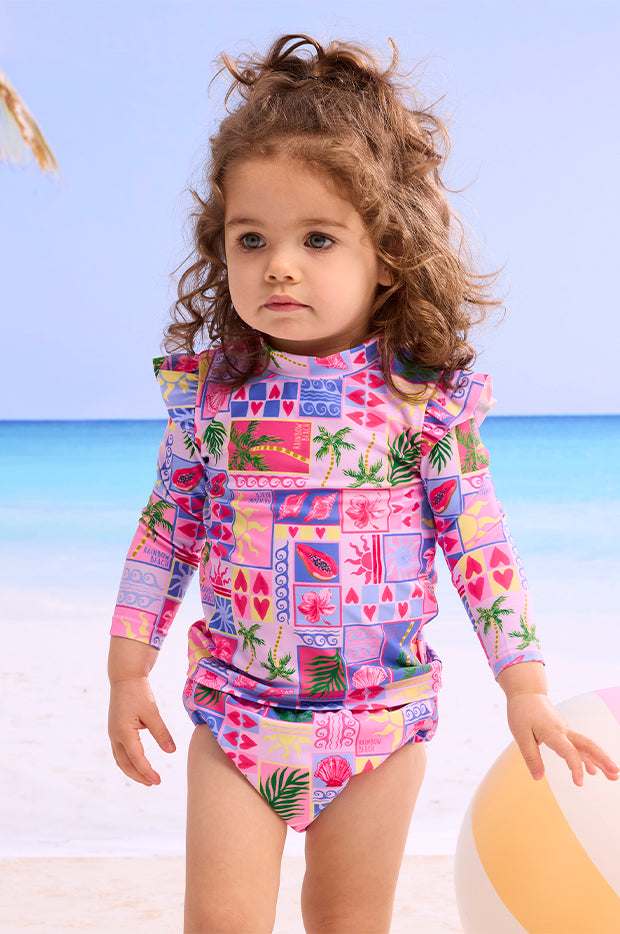 Toddler Girls Neon Gingham Suntop Set main image 1