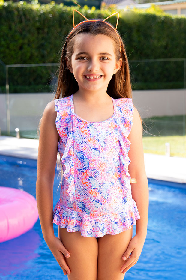 Salty Ink - Girls Miss Cupcake One Piece - Pink/Blue | Swimwear Galore AU