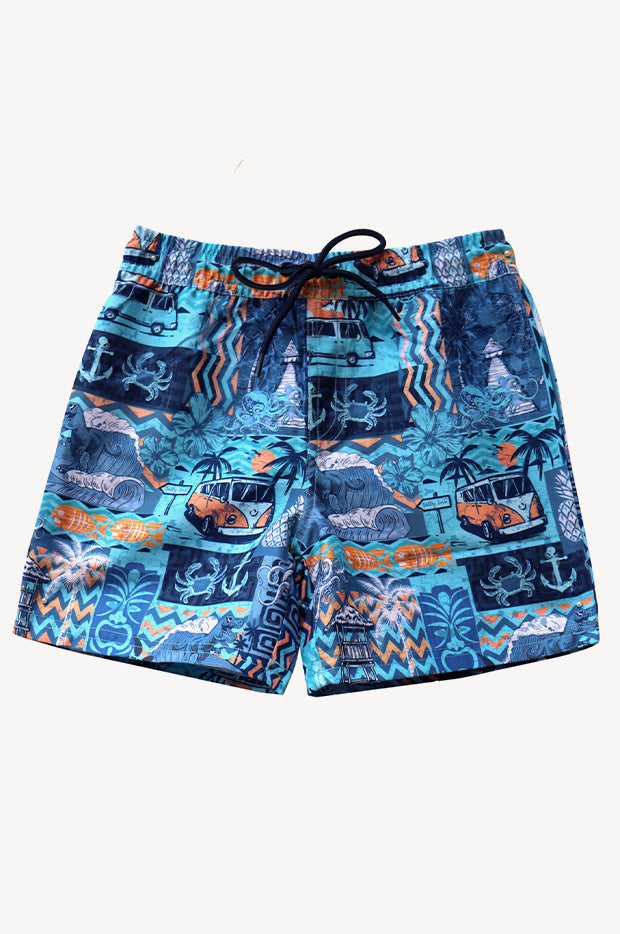 Bailey Boys Board Swim Short Blue Fish main image 1