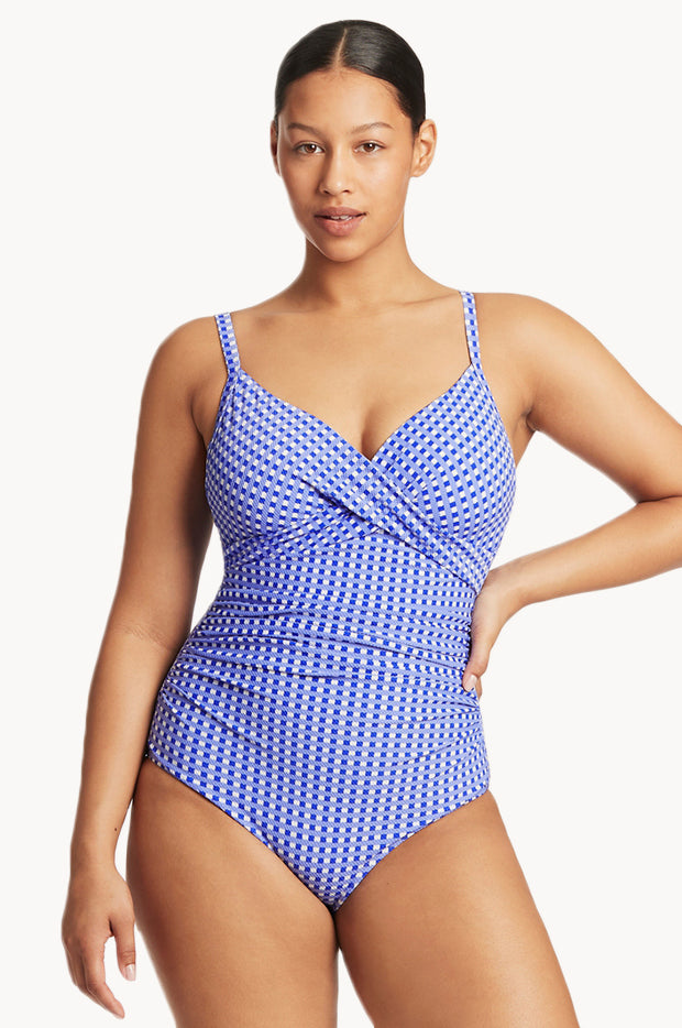 Retro Deco DD/E Cup Wrap Front One Piece