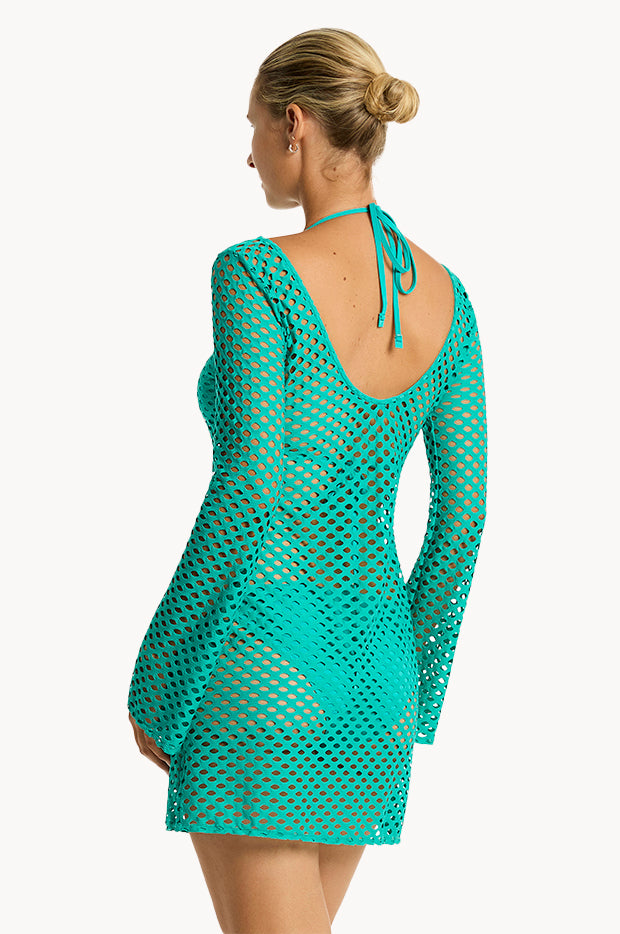 Sea Level Castaway Mesh Cover Up Evergreen | Swimwear Galore AU Sea Level Castaway Mesh Cover Up Evergreen | Swimwear Galore AU