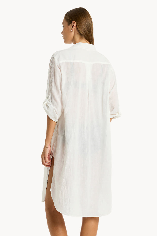 Sea Level Salt Long Cover Up White Swimwear Galore AU