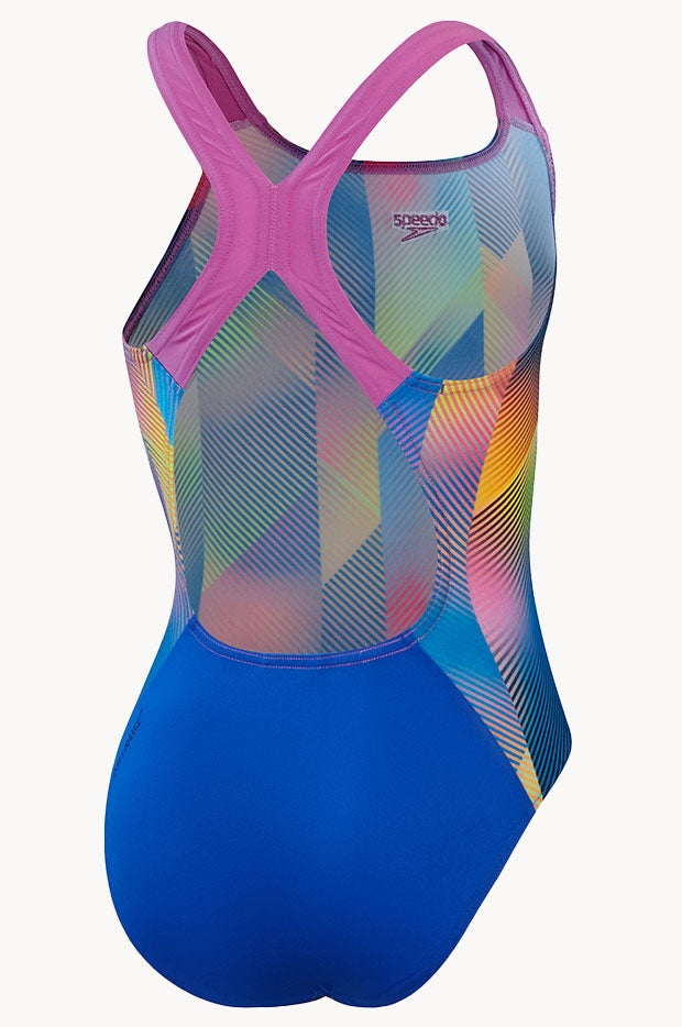 Speedo Girls Digital Allover Powerback One Piece Swimwear Galore EU