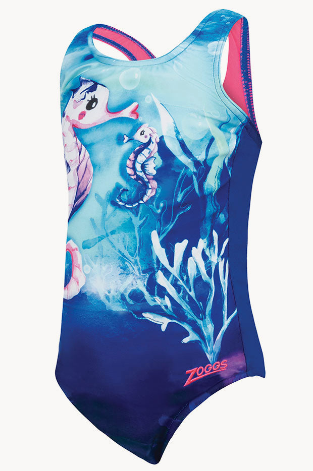 Zoggs Girls Sea Horse Actionback One Piece Swimwear Galore AU