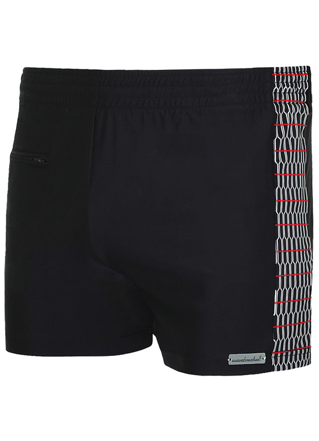 Mens Geo Splice Zip Swim Short