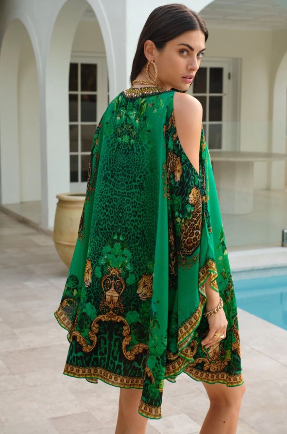 Emerald Leopardess Kaftan Dress
