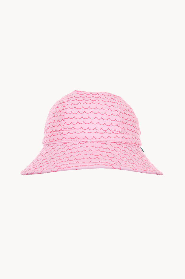 Girls Pink Waves Wide Brim Swim Hat