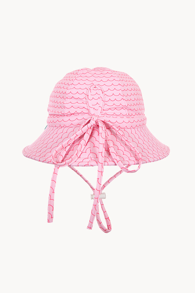 Girls Pink Waves Wide Brim Swim Hat