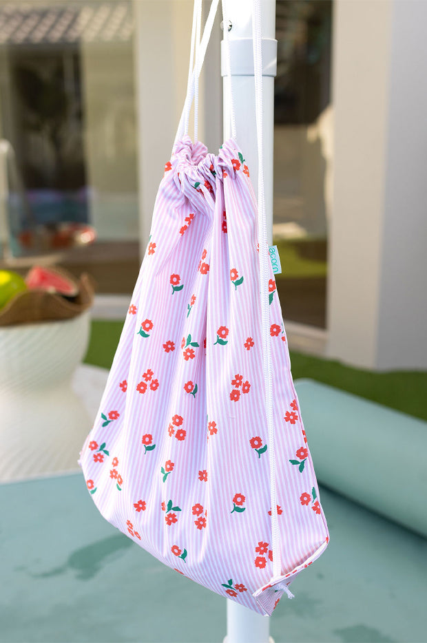 Striped Posy Swim Bag