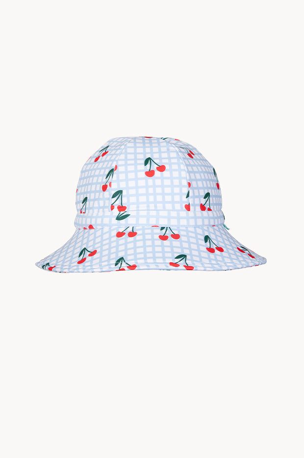 Girls Cherry Checks Wide Brim Swim Hat