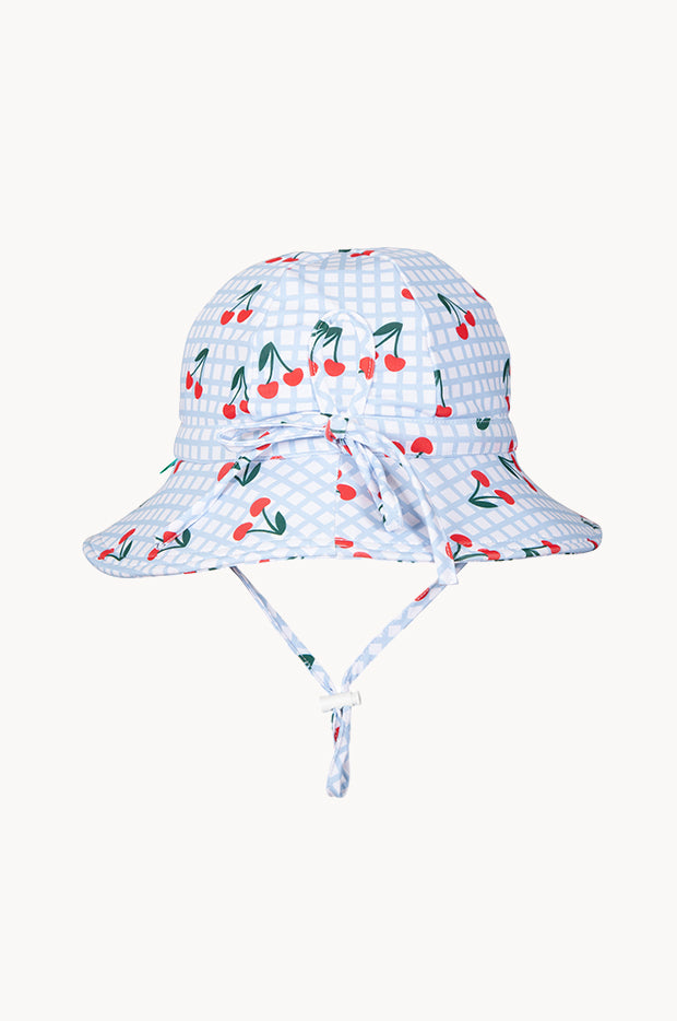 Girls Cherry Checks Wide Brim Swim Hat