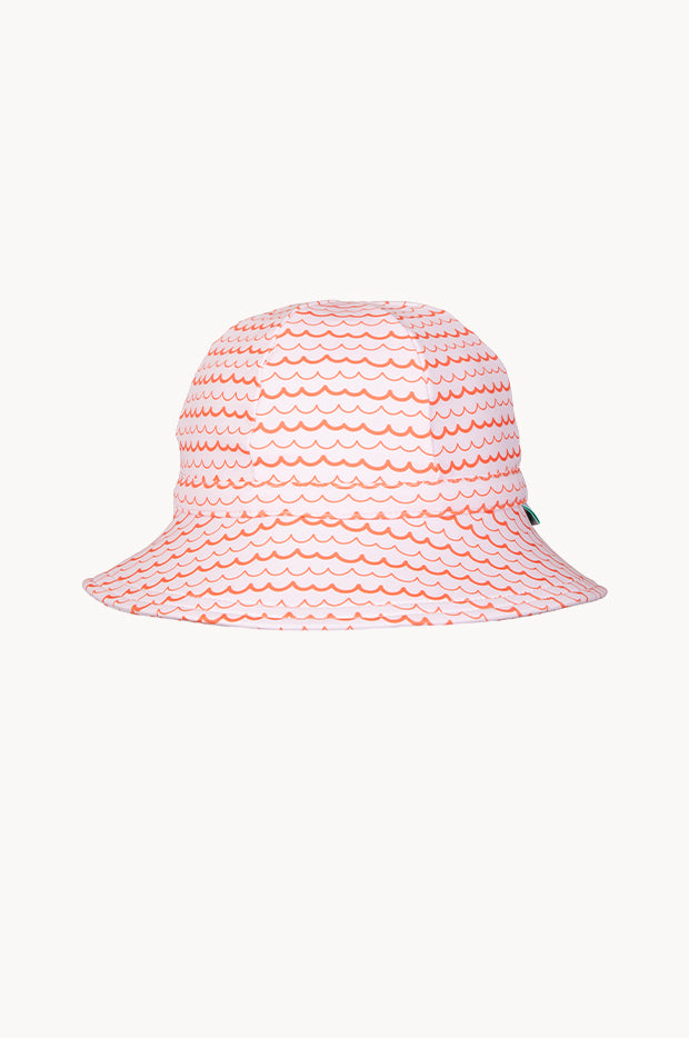 Girls Pink Ripples Wide Brim Swim Hat