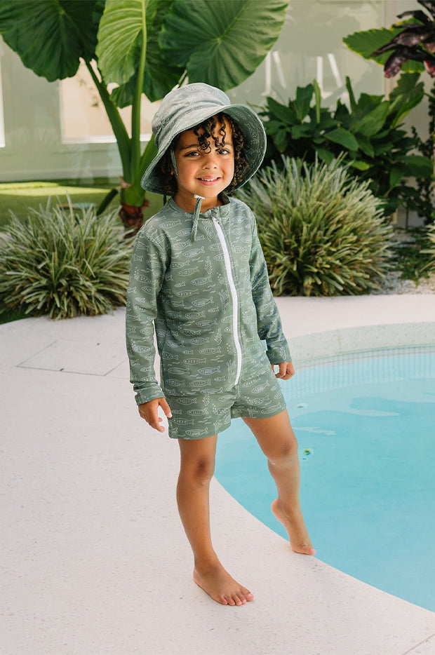 Boys School Of Fish Wide Brim Swim Bucket Hat