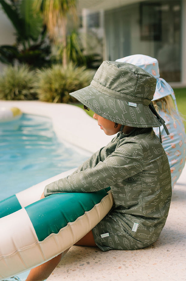 Boys School Of Fish Wide Brim Swim Bucket Hat