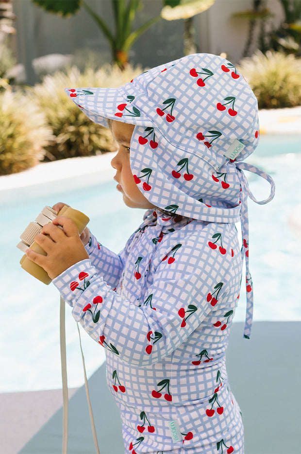 Girls Cherry Checks Swim Flap Cap
