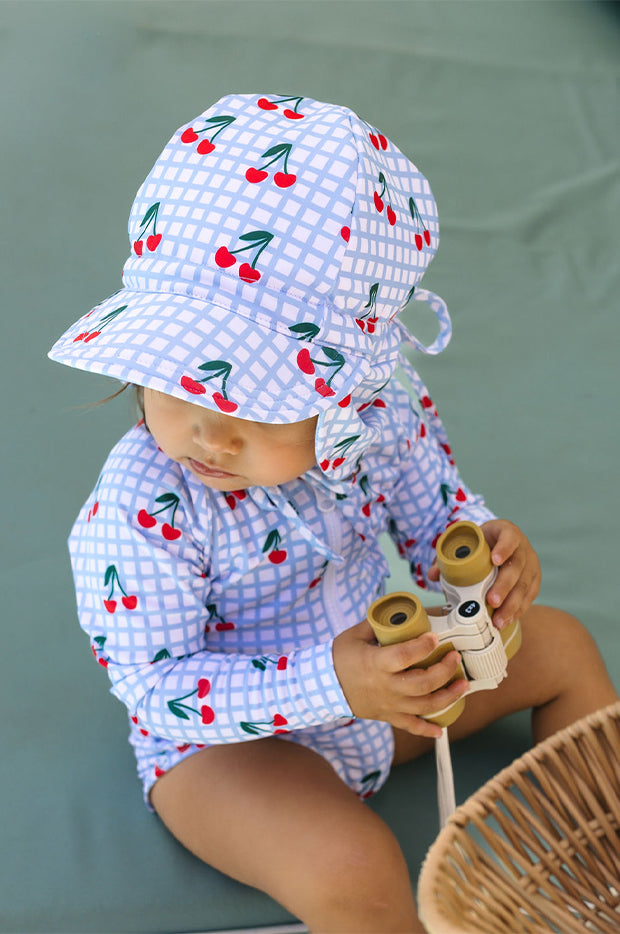 Girls Cherry Checks Swim Flap Cap