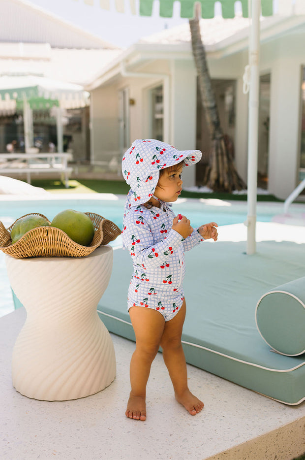 Girls Cherry Checks Swim Flap Cap