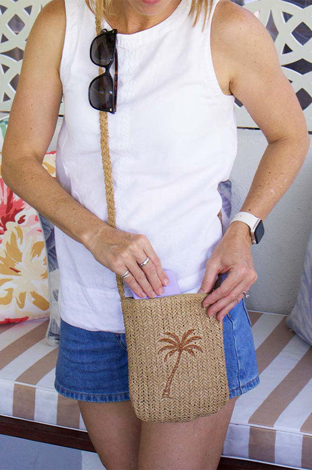 Crochet Palm Cross Body Bag
