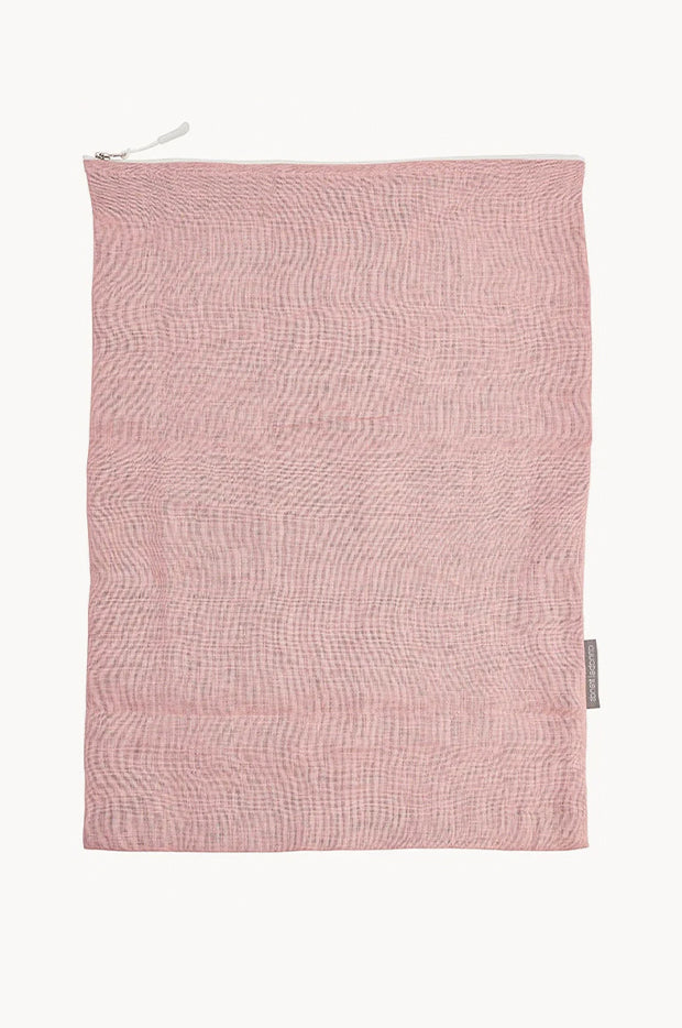 Rose Pink Linen Laundry Bag