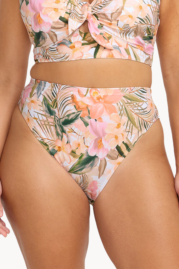 Women’s Retro Floral 2024 High Waist Cheeky Swimsuit Bottom