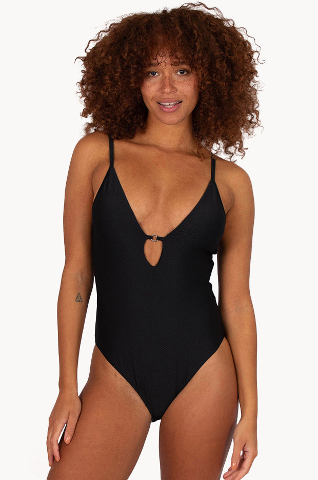 Rococco Plunge Lace Up Back One Piece