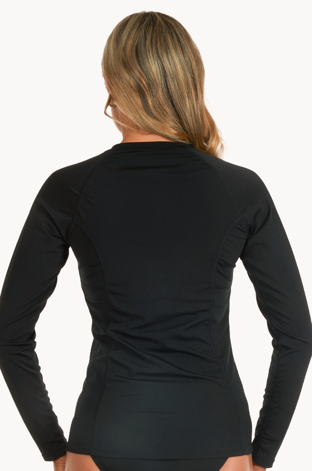 Base Swim Plain Long Sleeve Suntop Black | Swimwear Galore AU
