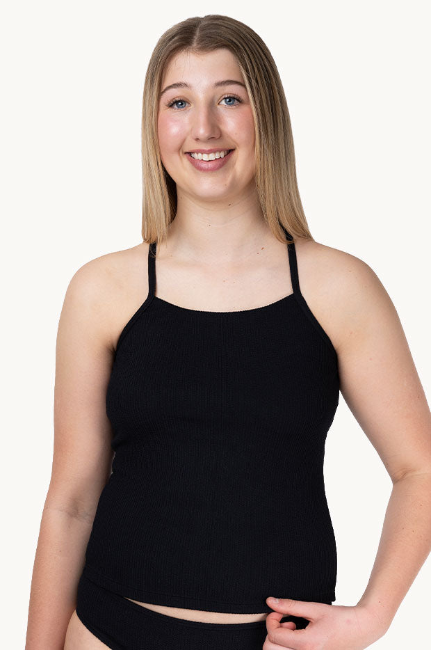 Girls Textured Scoop Tankini Separate