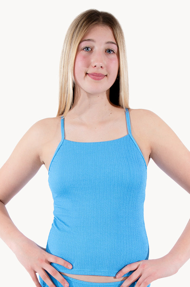 Girls Textured Scoop Tankini Separate