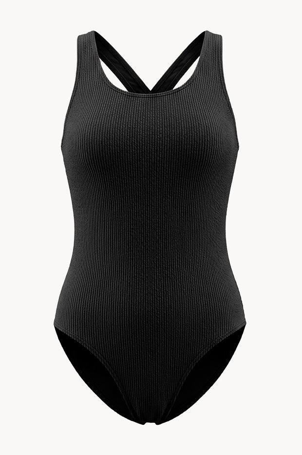Girls Textured Cross Back One Piece