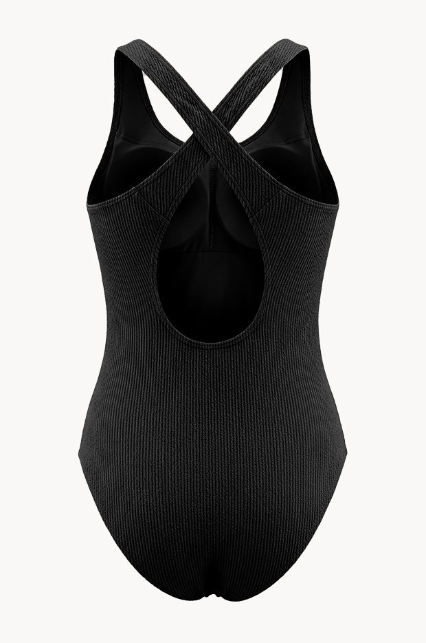Girls Textured Cross Back One Piece