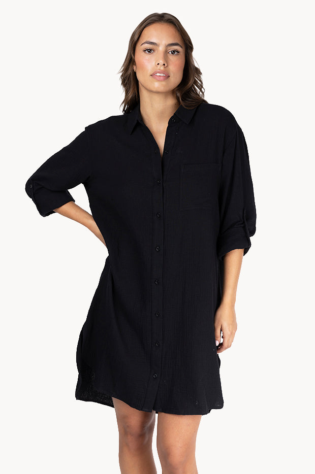 Plain Long Sleeve Beach Cover Up