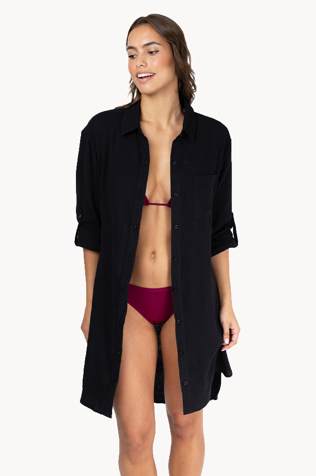 Plain Long Sleeve Beach Cover Up