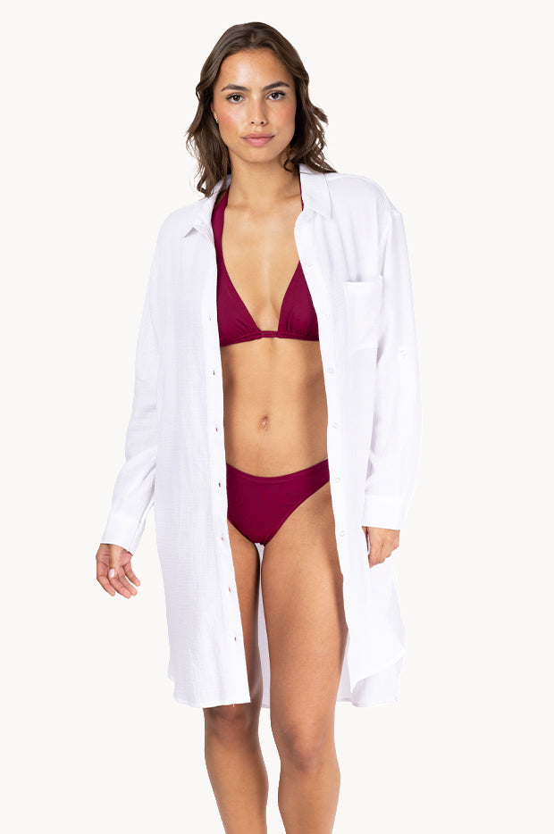 Plain Long Sleeve Beach Cover Up