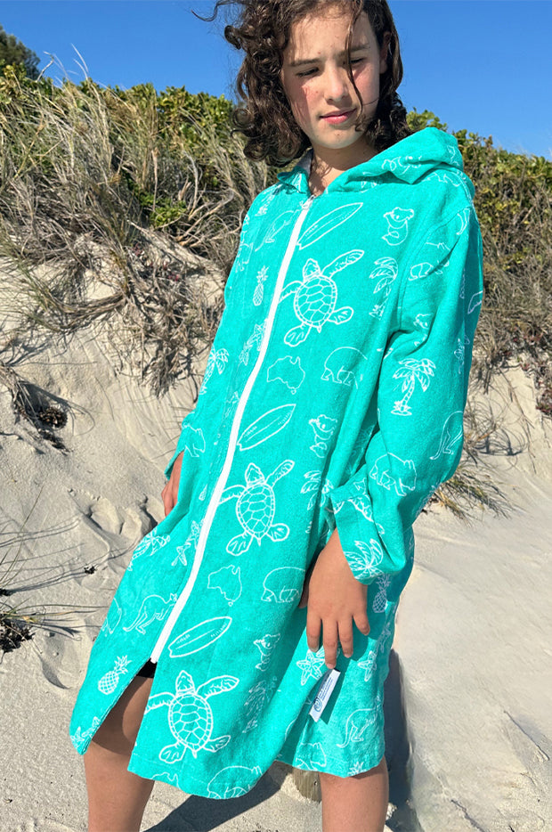 Kids Australia Hooded Towel Robe 5-7Y