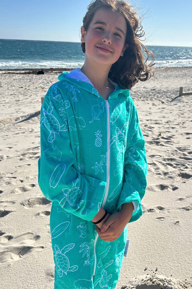 Kids Australia Hooded Towel Robe 5-7Y