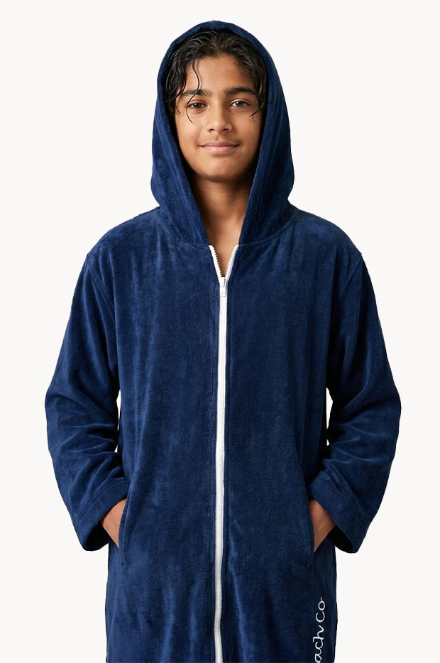 Kids Deep Ocean Hooded Towel Robe 7-11Y