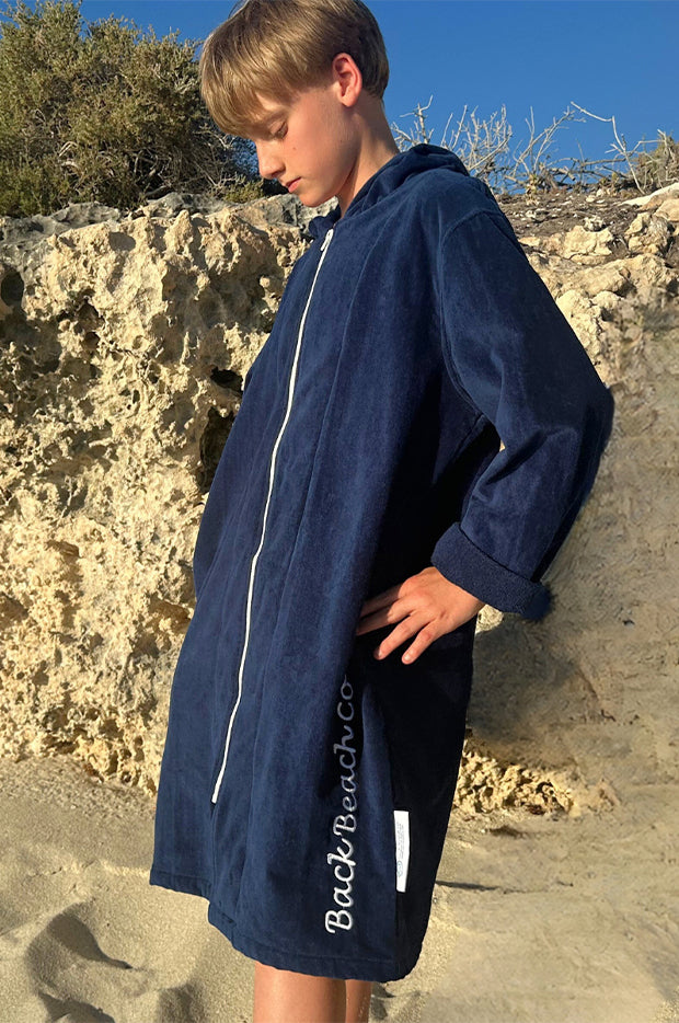 Kids Deep Ocean Hooded Towel Robe 7-11Y